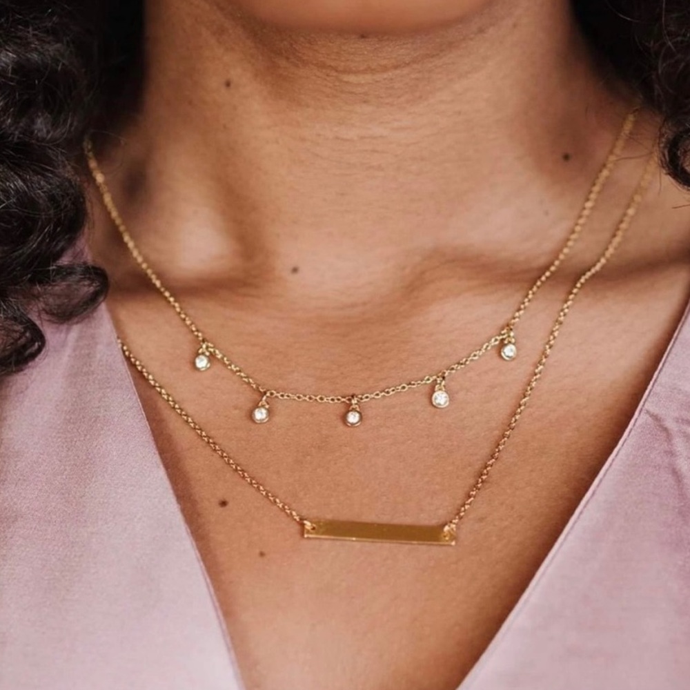 NWT FOSTERIE Gold Layered Gem Necklace Jewelry